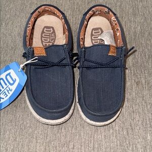 Hey Dude Kids Moccasins in Navy and Tan
